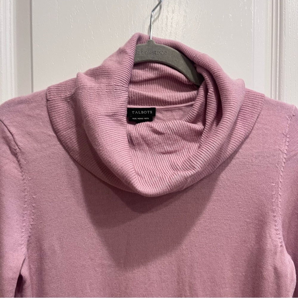 Talbots 100% Merino Wool Cowl Neck Sweater Light Pink Small Minimalist Soft - Picture 2 of 9